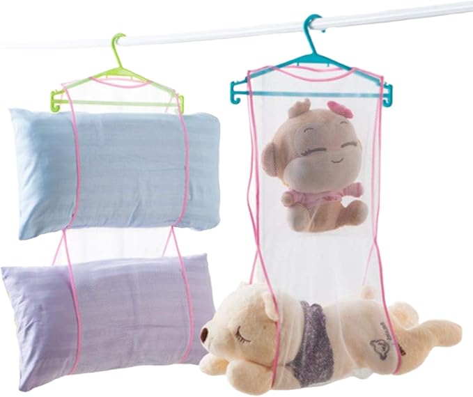 DurReus Cute Sleeping Pillow Pet Basking Holder Hanging Heavy Duty Space Saver Mesh Bags Shoe Dryer Basket Closet Storage Accessory Organizers Two Layer,2 Pack