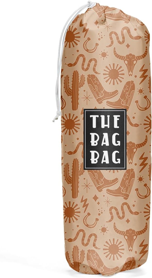 Western Gifts Plastic Bag Holder - Cow Print Grocery Bag Organizer For Kitchen Storage And Home Decor