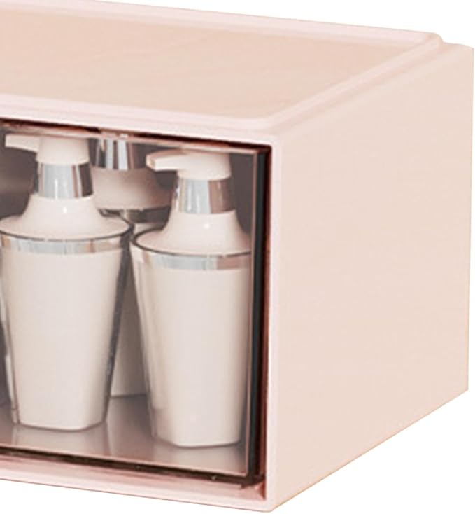 Desktop Lipstick Cosmetic Makeup Organizer Stackable Storage Box Pink