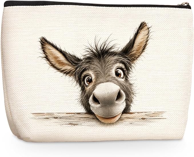 Cartoon Donkey Makeup Bag, Donkey Gifts Cosmetic Bags Travel Organizer Bag