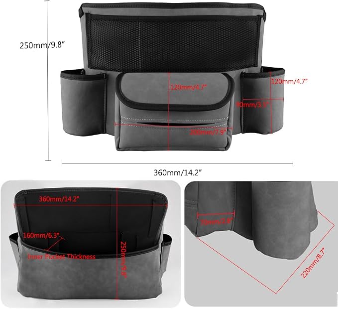 Car Handbag Holder Between Seats Car Organizer, Leather Large Capacity Car Purse Holder for Front Seat, Seat Back Net Bag Double-sided Tissue Storage Handbag Holder Car Divider (Gray)