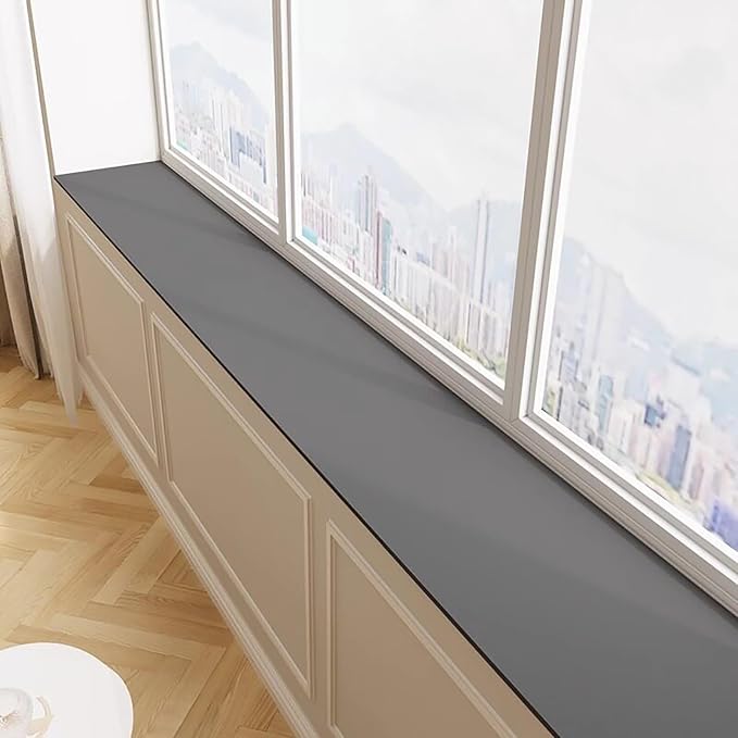 Cut-to-fit Narrow Window Sill Mat,Absorbent Window Sill Cushion Pad Non-Slip Backing,Customizable Decorative Window Sill Protector Cover for Dog Cat Pets(39.3" L x 11.8" W, Dark Grey)