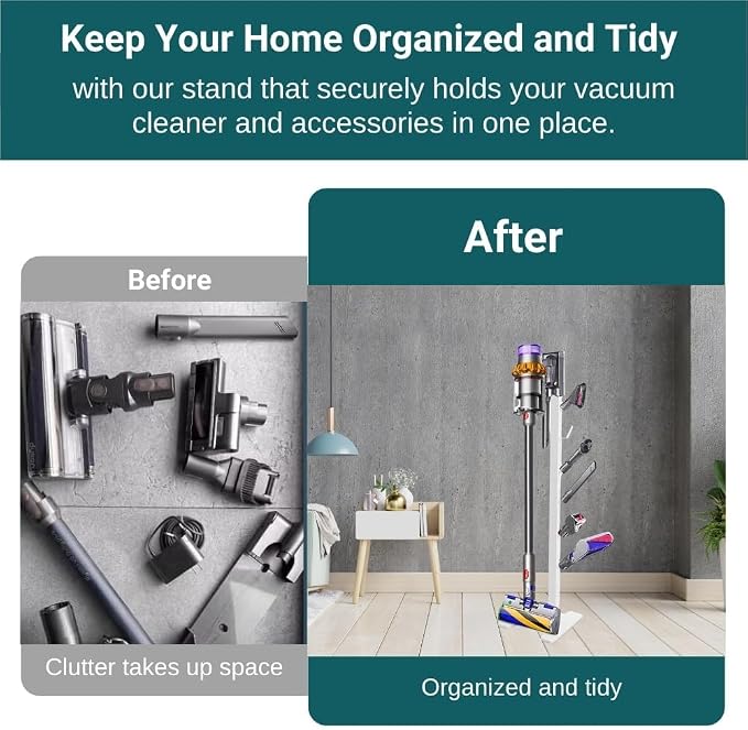 Vacuum Stand for Dys,Storage Stand Docking Station Holder,Compatible with Dys V15 V11 V10 V8 V7 V6 Cordless Vacuum Cleaners Accessories,Stable Metal Bracket Organizer Rack (White,6 Racks)