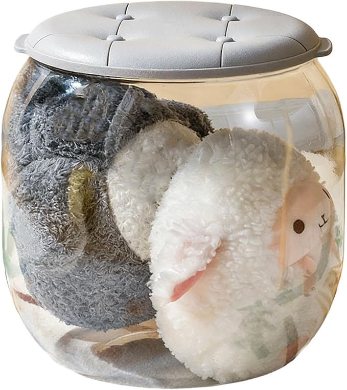 Multifunctional Clear Storage Bin and Stool Craft of PP PET for Home Use with Stackable Designs to Saving Space