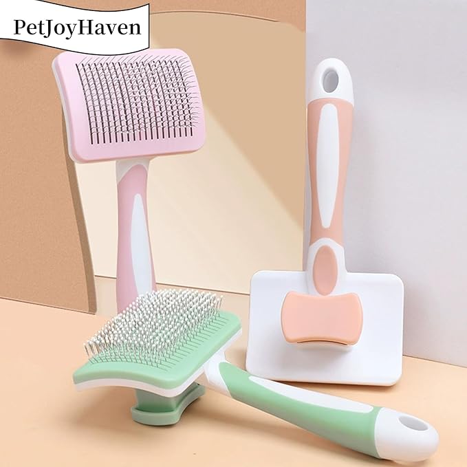 Self Cleaning Slicker Dog Brush for Small Long-Haired Breeds, One-Click Hair Removal, Puppy Essentials, Fit Yorkie, Shih Tzu, Maltese, Maltipoo, Pomeranian, Pet Grooming Tool (Green)