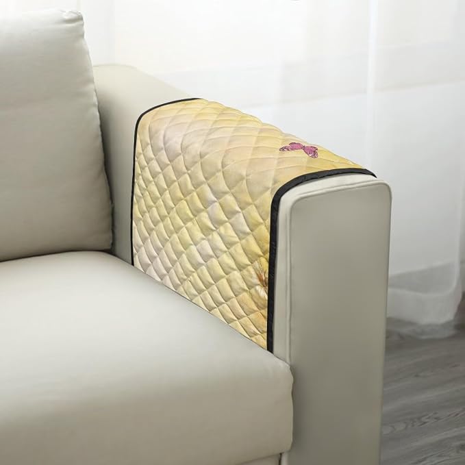 Daisy Butterfly Stretch Couch Arm Covers Breathable Armrest Covers Chairs Arm Cover Easy to Clean, Scratch-Resistant Sofa Arm Protector Cover Home Furniture Decor