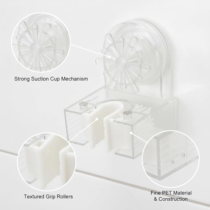 Clear Suction Cup Mop Holder, Drill-Free Wall Mount for Bathroom Tiles & Glass, Space-Saving Storage for Wet Mops and Brooms