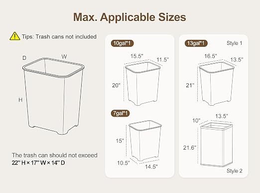 ZIFTY 13 Gallon Pull Out Trash Can Cabinet Kitchen, Laundry Hamper, Black | Pet Proof, Freestanding Kitchen Cabinet, Hideaway Drawer, Wooden Garbage Recycling, Modern Farmhouse Waste Bin Furniture