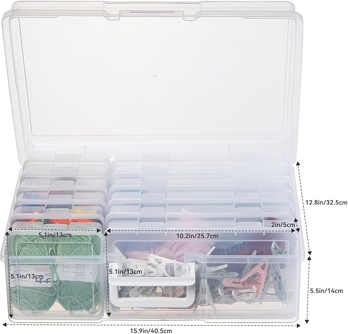 Plastic Storage Box Storage Boxes & Organizers (6 Medium+ 6 Small-Clear) | Multifunctional Design,Stackable,See Through,Versatile Organization,Space-Saving,Durable,Dust Protection,Clear