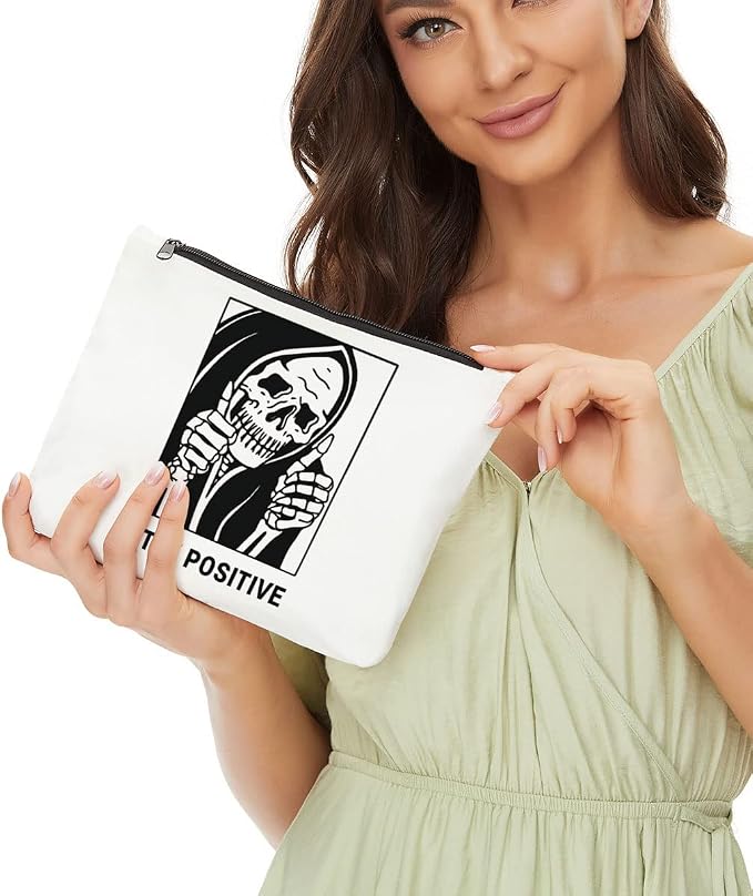 Goth Makeup Bag, Funny Skeleton Cosmetic Bag, Inspirational Gifts for Women | Gothic Skull Travel Toiletry Bags, Goth Accessories, Halloween Witch Gifts for Women Girls Sisters Friends Mom Cosmetic Pouch