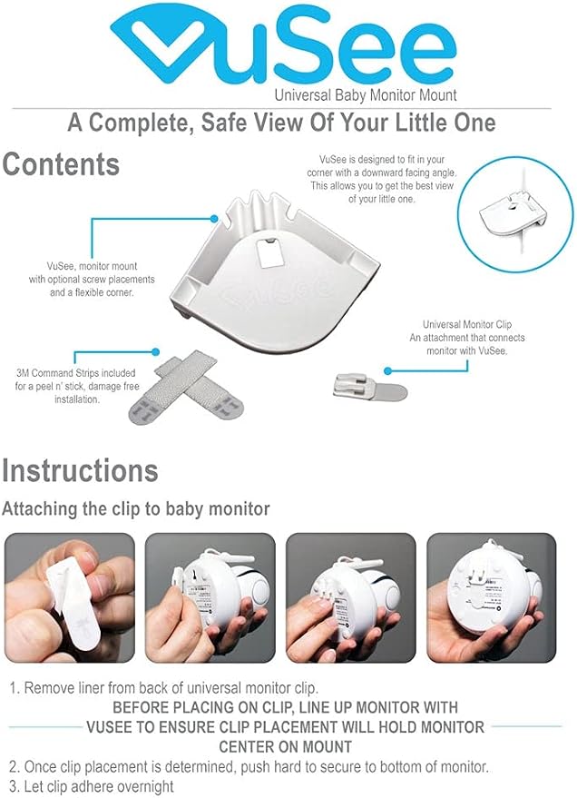 Corner Baby Monitor Mount – Adhesive Baby Camera Mount Shelf – No Drill Wall Shelf – Universal Camera Compatibility – White, 1 Pack