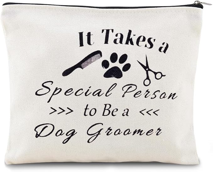Sisadodo Dog Groomer Christmas Brithday Gifts for Women Men Dog Hairdresser Storage Bags for Dogs Groomers Canvas Cosmetic Makeup Bag Pouch Hair Stylist Travel Toiletry Bag with Zipper