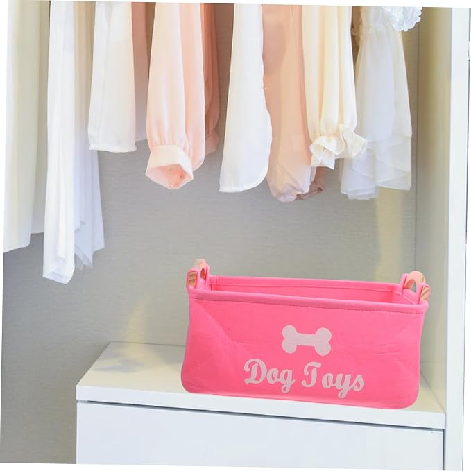 PRETYZOOM Pet Storage Organizer Basket Cute Cartoon Design Versatile Storage Case for Toys Clothes Sundries Felt Material Capacity Portable Carry Handle Stylish Home Decor