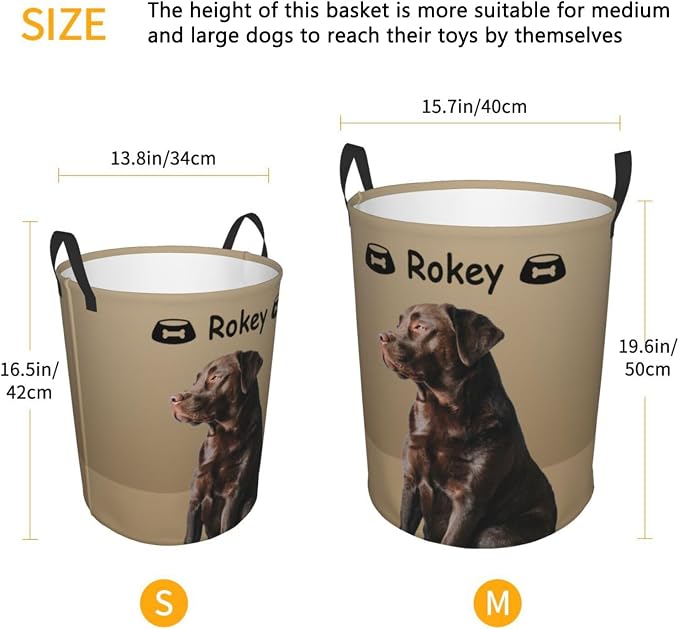 Personalized Large Dog Toy Storage Basket Bin Collapsible Custom Pet Stuff Box Chest Container for Living Room Organizer for Dog Toys,Dog Food,Blankets,Clothing (Latte)