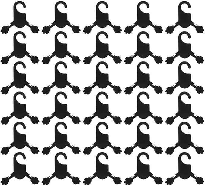 PRETYZOOM 30pcs Plastic Pet Clothes Hanger for Dogs and Puppies, Mini Black Apparel Rack with Anti-skid Design, Space-saving and Sturdy Organizer for Sorting and Storing Pet Outfits