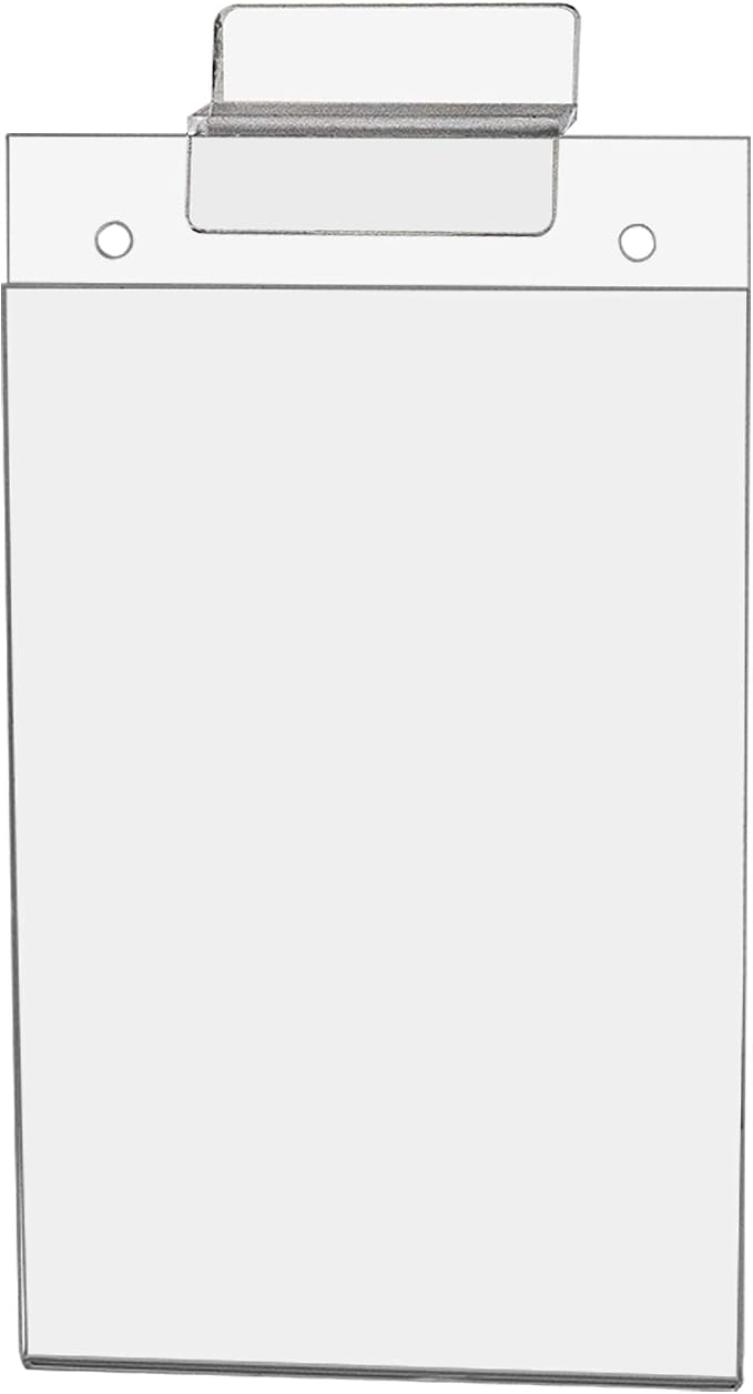 Slatwall Sign Holder 4 x 6 Small Price Sheet Printed Materials Display Graphic Literature Frame Clear Plastic Sleeve for Retail Stores and Convenience Stores by Marketing Holders