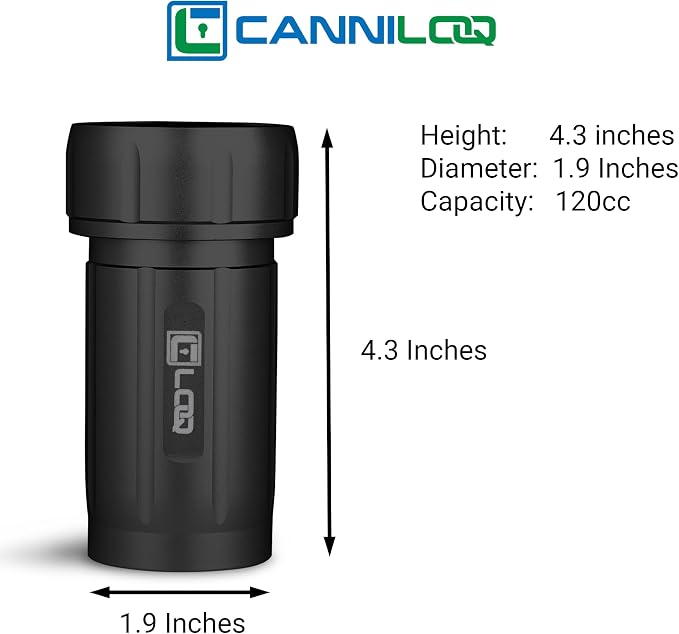 TXD120 Airtight Storage Jar and Smell Proof Container Keeps Herbs Fresh for Months, 120ml, Black Body, Black Cap