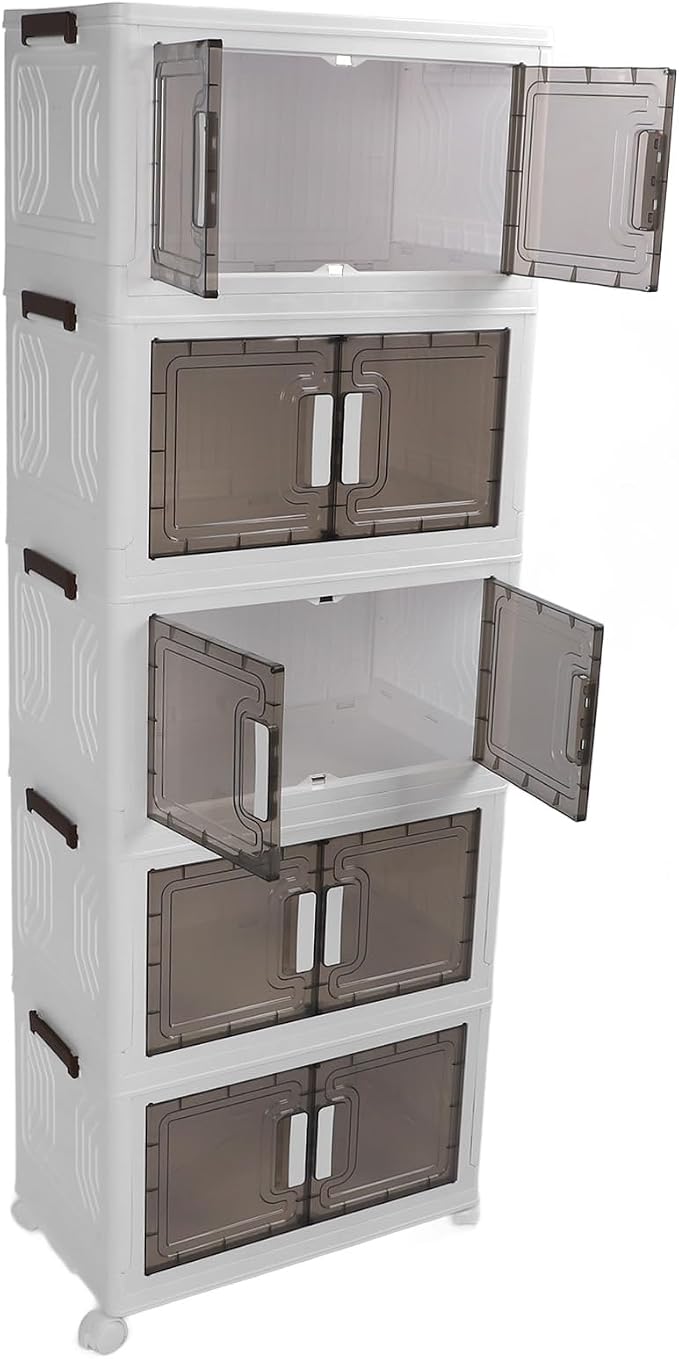 Brrnoo Multi-tier folding storage bin with wheels, 5 layers, 30x30x119 cm