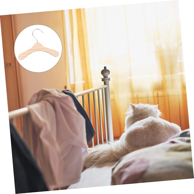 Hemobllo 10pcs Pet Costume Rack Wooden Dog Clothes Hangers Small Portable Clothing Organizer for Cats and Dogs Easy to Install and Store Silver and Wood Color
