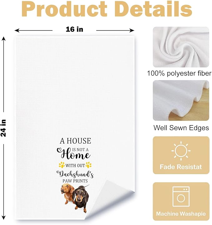Dachshund Kitchen Towels, Dachshund Lover Gifts Hand Towels for Bathroom Decor, Weiner Dog Gifts Dish Tea Towels for Kitchen Decor, Dachshund Gifts for Women Men, Doxie Gifts, 16x24 Inch