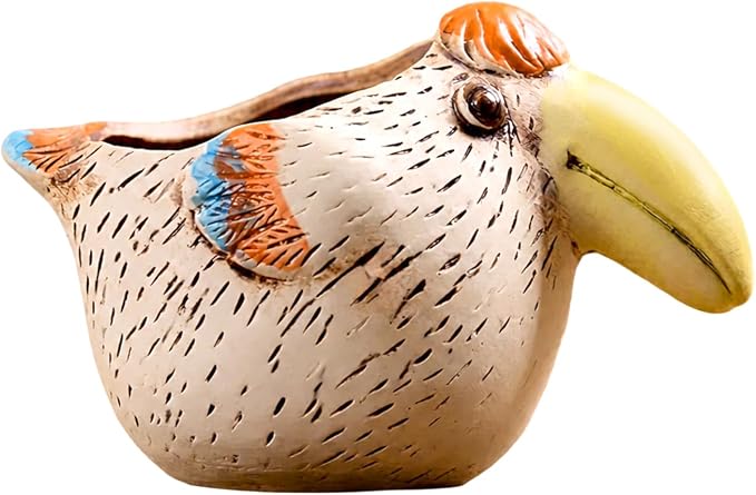 Ceramic Ostrich Shaped Pen Pencil Holder for Desk Decoration Accessories Ostrich Decor Makeup Brush Pen Cups Succulent Plant Pot Office School Ideal Gifts for Women, Mom or Birthdays