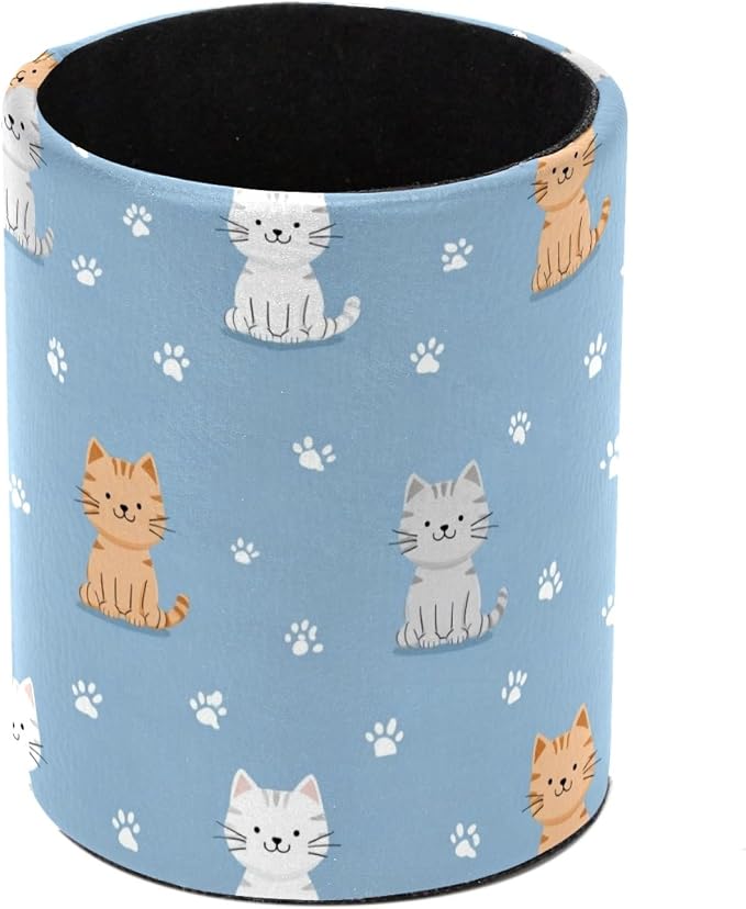 Cute Cat Pen Holder, Pencil Cup Marker Brush Holder Desk Storage Case, Desktop Organizer for School Office Home Supplies