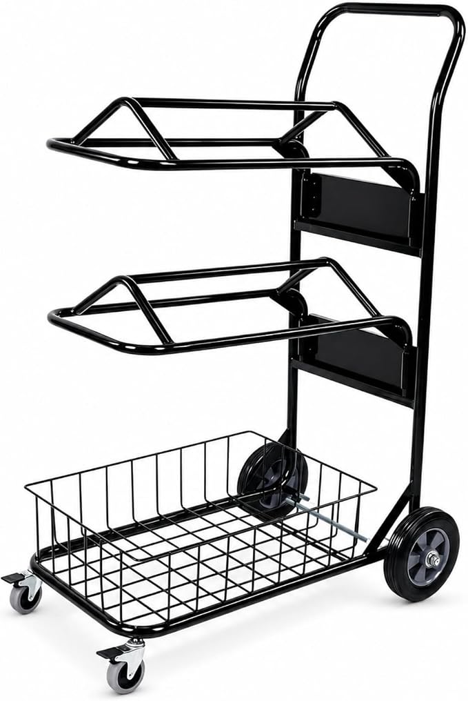 Rolling Saddle Rack Cart with Basket, 220 Lbs, 32.3*16.9*49.8 inch | Horse Tack Dolly Saddle Stand for Western & English Saddles, Heavy Duty Saddle Stand for Tack Room, Bridle, Horse Lovers