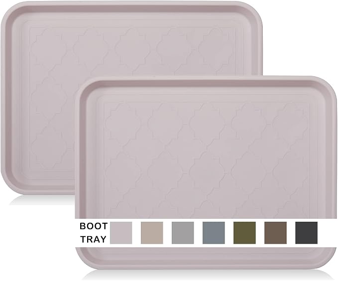 WATANIYA PET Boot Tray and Multi-Purpose Mat, 2 Packs in 16.7"x12.8", Waterproof, Raised Edge for Boots, Shoes and Pets Indoor/Outdoor