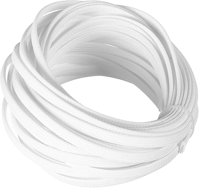 Heyiarbeit 10m/32.8ft PET Expandable Braid Cable Sleeving Flexible Wire Mesh Sleeve White 6mm