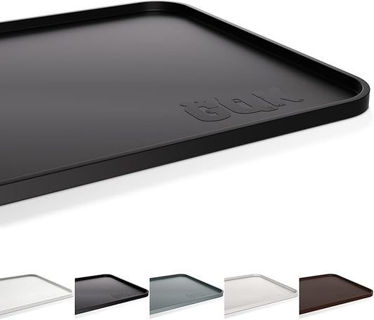 Silicone Dog Food Mat, Waterproof Anti-Slip Pet Feeding Mat with Warped Resistant Raised Edge,Spill-Proof Lip Floor Protection,Dishwasher-Safe Pet Placemat for Dogs & Cats(M 20" x 14" Black)