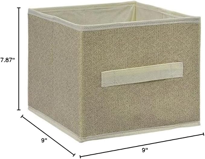 Essentials Tan Collapsible Storage Containers with Handles, 9x8 in.