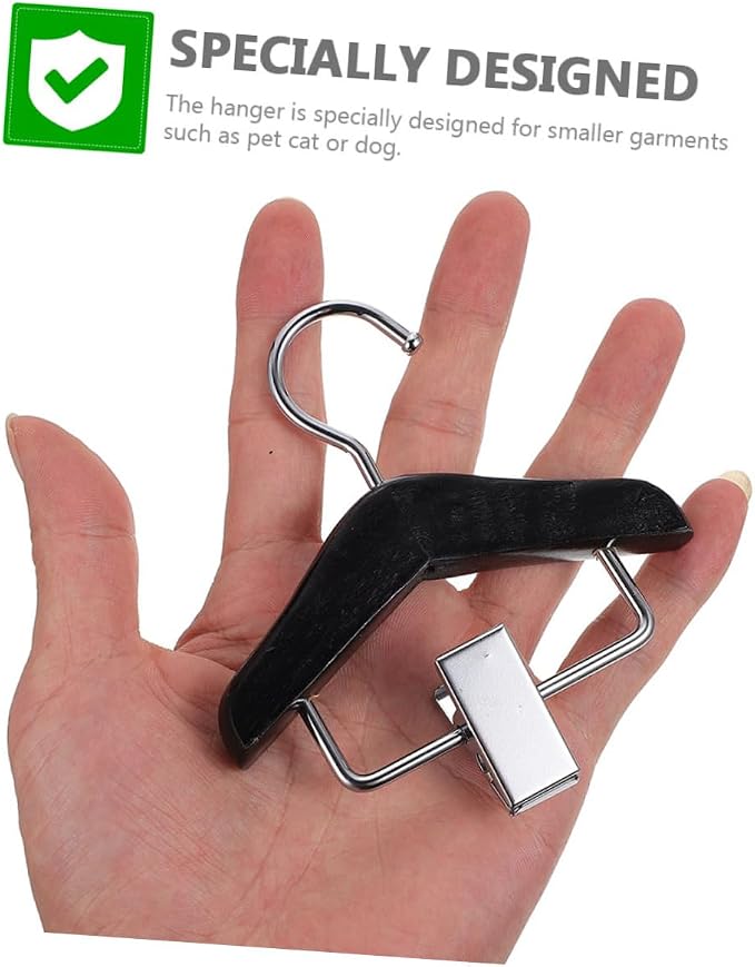 Happyyami 2Pcs Wooden PET Clothes Hanger Adjustable Dog and Cat Clothing Organizer Sturdy Closet Hook for PET Apparel Storage