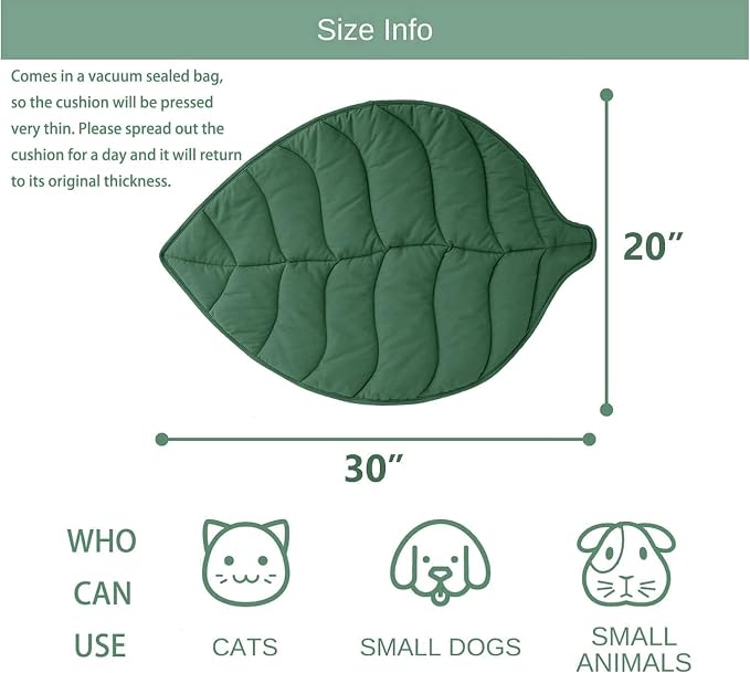 Letalong 30 X 20 Inch Leaf Shaped Cotton Cat Bed Pad, Warming Cat Mat, Pet Warming Pad for Cats, Warmer Mat for Feral and Indoor Cats, 2025 Enlarged and Thickened Leaf Beds