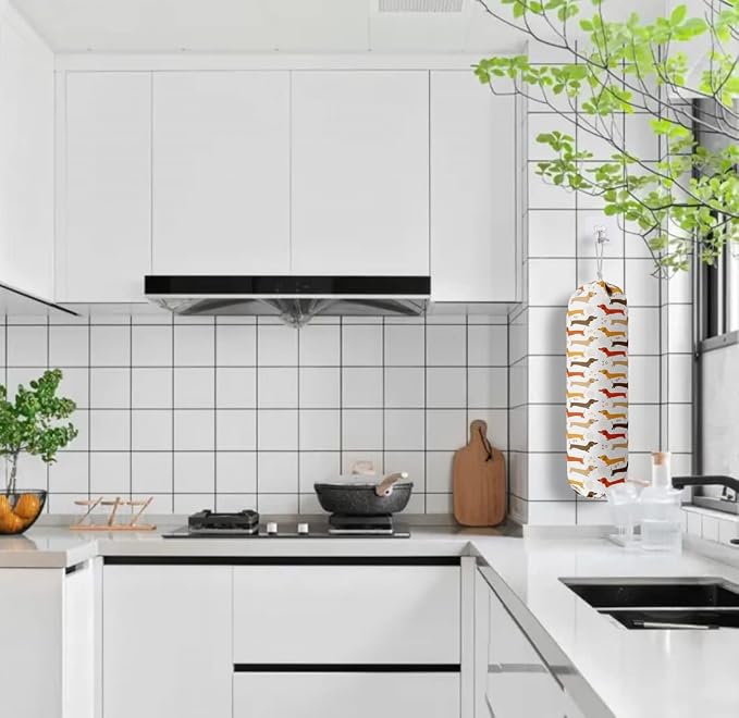 Dog Pattern Grocery Bags Holder Organizer - Wall Mount Plastic Bags Storage Container Dispensers, Perfect Gifts for Dog Lovers