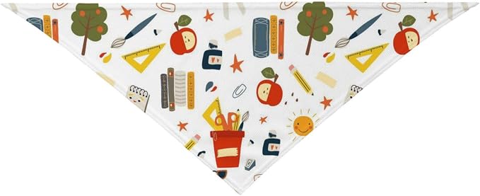 Teacher's Pet Dog Bandana,Funny Bandana Gift,Photo Prop Accessories for Dog Lovers Owner Gift,Triangle Reversible Fall Scarf, Adjustable (Back to School Season)