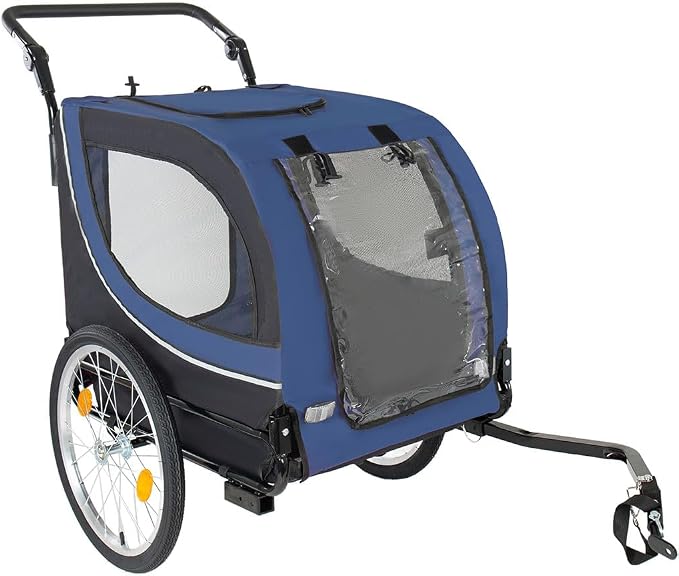 2 in 1 Dog Bike Trailer and Pet Stroller, 100 lbs Capacity Large Dog Bicycle Carrier with Steel Frame and 20" Air Tires & 8" Swivel Front Wheels, Foldable Pet Wagon Cart for Dogs Cats Outdoor Travel