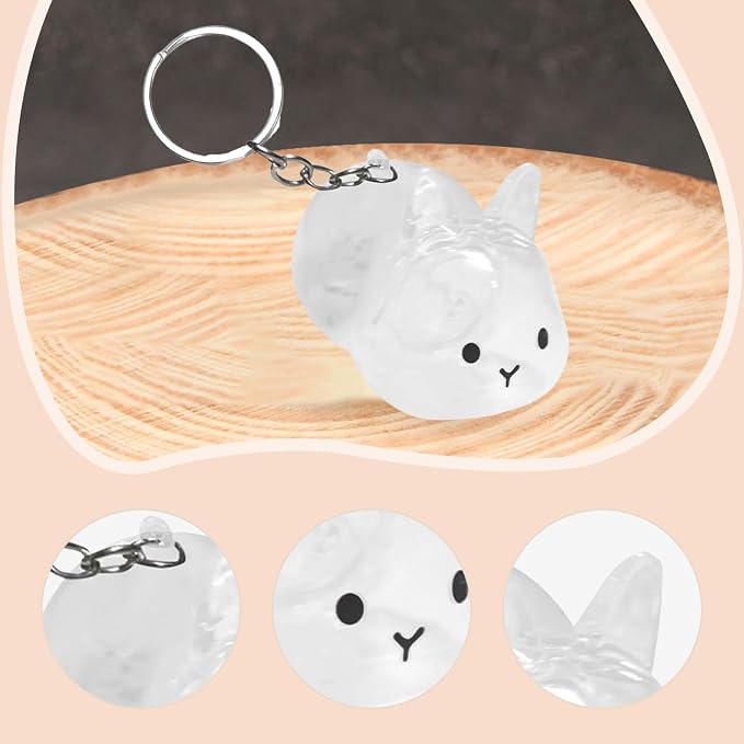 Colaxi Pet Bottle Keyring Rabbit Shaped Keepsake Portable Cute Transparent Pet Hair Holder Bag Charm