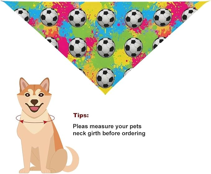 Triangle Pet Scarfs with Adjustable Design, Washable Portable Splash Ink Soccer Dogs Neckerchief for Small to Large Cats, Easy to Clean