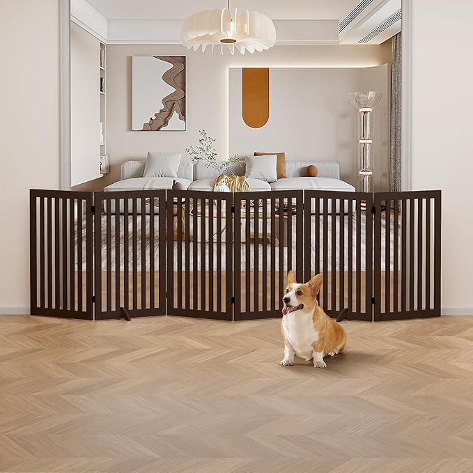 unipaws 120" Extra Wide Pet Gate and Pet Playpen Combination for Dog Cat | 36” Height Free Standing Dog Gate for Doorways, Stairs, Foldable Puppy & Room Divider, Indoor Use