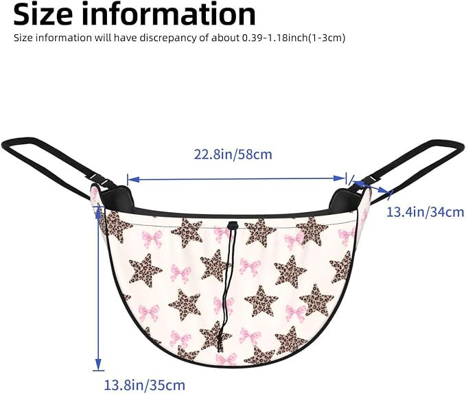Leopard Star Pink Bow Car Seat Organizer Backseat Storage Bag, Large Waterproof Vehicle Organizer With Adjustable Straps For Gear Essentials, Fits Most Cars