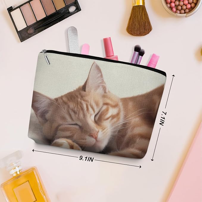 2 Pcs Cute Cat Makeup Bag, Cat Themed Cosmetic Bags Travel Organizer Bag | Sister Birthday Christmas Gift Makeup Pouch for Women Mom Friend, Cat Lover Gifts for Women