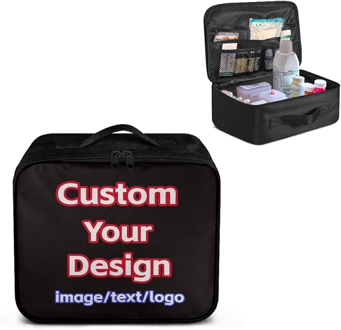 Rnyleeg Custom First Aid Kit Organizer Personalized Pet First Aid Bag Empty Large Capacity Medical Supply Bag Customized Your Photo or Text or Logo