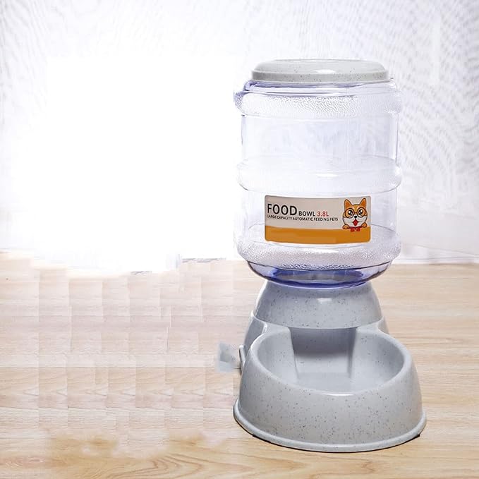 Haofy Automatic Pet Water Dispenser 3.8L Large Capacity Non Leak Gravity Water Bowl with Detachable Design Non Slip Base for Dogs Cats Ideal for Home Travel Crate Multi Pet Households (for Food Gray)
