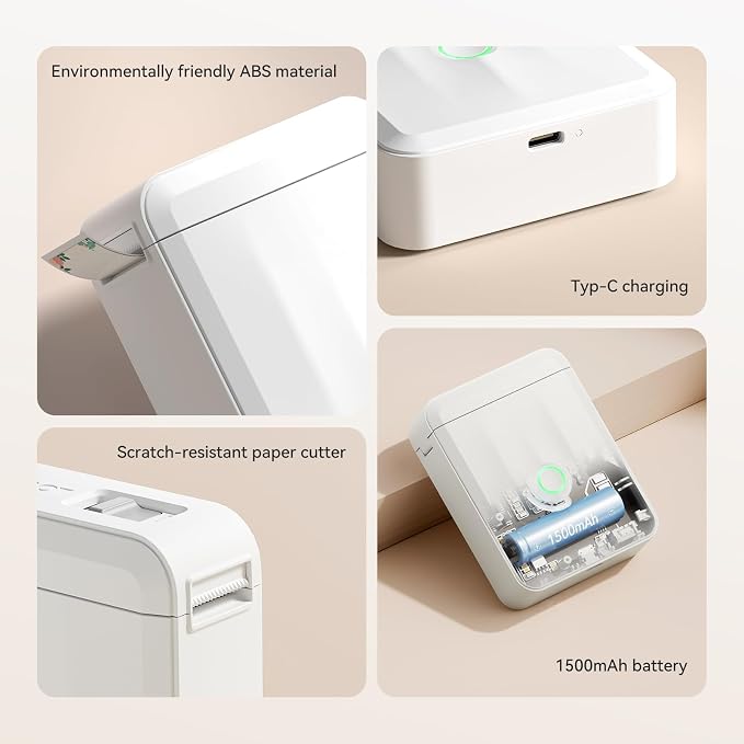 NIIMBOT D110 Label Maker Machine, Bluetooth Thermal Label Printer | for School Home Office Organization, Mini Thermal Printer , Label Maker with 3 Label Tapes, White