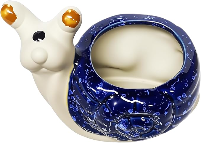 Ceramic Snail Shaped Pen Pencil Holder for Desk Decoration Accessories Snail Decor Makeup Brush Pen Cups Succulent Plant Pot Office School Ideal Gifts for Women, Mom or Birthdays