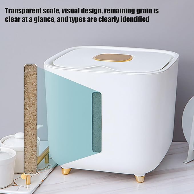 Rice Storage Container Large Stackable Lidded Household Food Storage Box | Food Container for Grains Flour Sugar Beans Cereal Dry Goods Nuts Medicinal Materials Pasta Coffee Lentils Kernels Herbs
