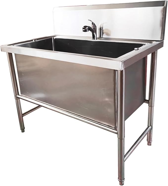 Pet Washing Station Sink Shower,Dog Bathtub for Home,Stainless Steel Professional Grooming Bath Tub.Silver-120cm/47.2in