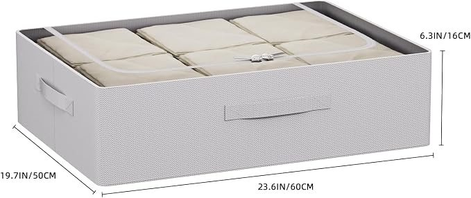CYhom Under Bed Storage Bins Frame Storage Box Oxford Fabric Sturdy Underbed Container Foldable Stackable Large Capacity Clothes Organizer