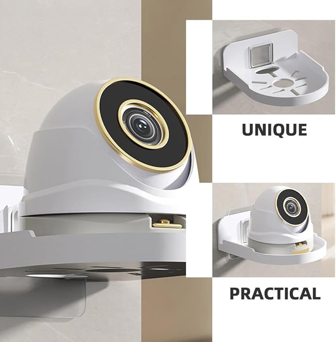 2pcs Wall Mount Security Camera Shelf Monitor Holder Small Floating Storage Rack White for Bathroom Kitchen Organization