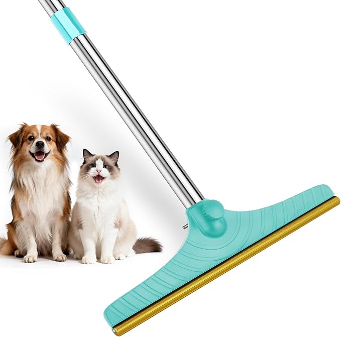 Eaersan Carpet Rake for Pet Hair Removal - Reusable Pet Hair Remover, 45” Adjustable Long Handle Cat Dog Carpet Rake Scraper with Patented Design, Dog Hair Rake Brush for Rugs, Mats